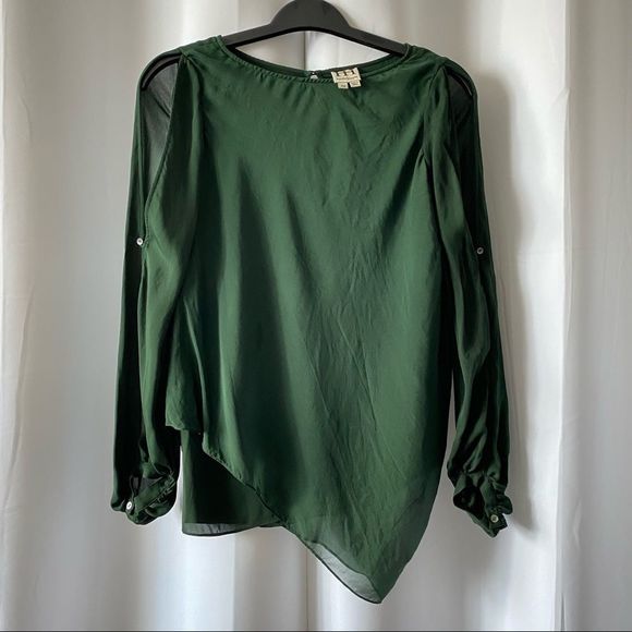 Haute Hippie Green Cold Shoulder Blouse - Picture 4 of 4